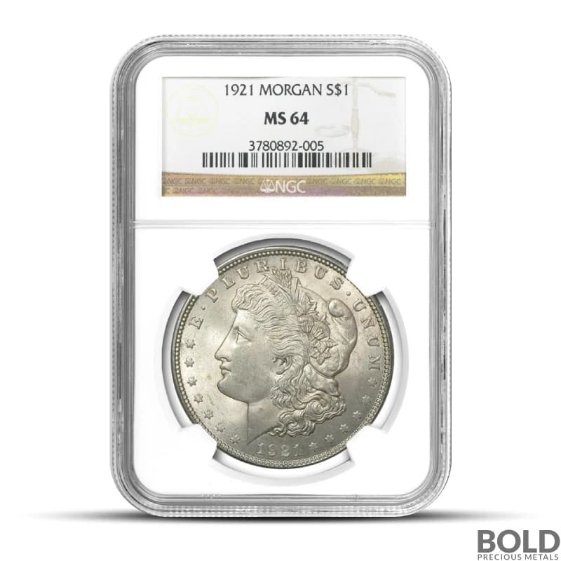 1921 Morgan Silver Dollar (MS64, NGC)