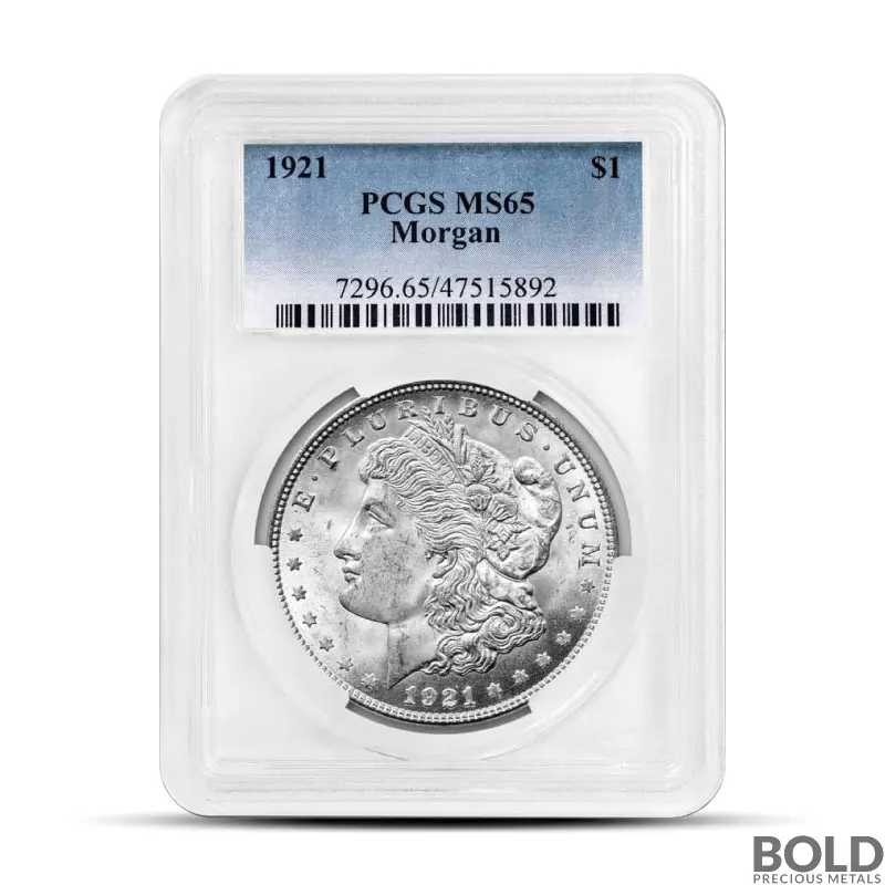 1921 Morgan Silver Dollar (MS65, PCGS)