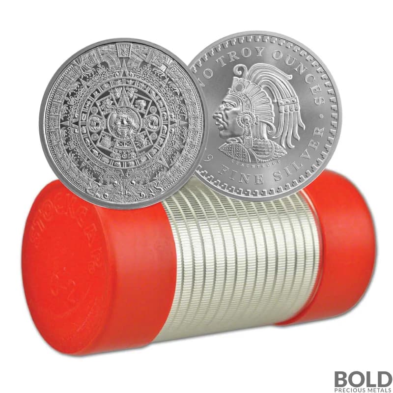 2 oz Aztec Calendar Silver Round .999 Fine (Tube of 25)