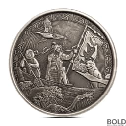 2021 1 oz MOMOTARO ANIME ONIGASHIMA Silver Coin (Antiqued)