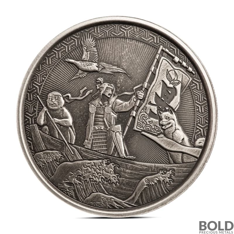 2021 1 oz MOMOTARO ANIME ONIGASHIMA Silver Coin (Antiqued)