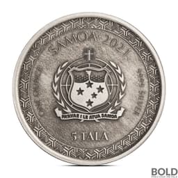 2021 1 oz MOMOTARO UKIYOE ONIGASHIMA Silver Coin (Antiqued)