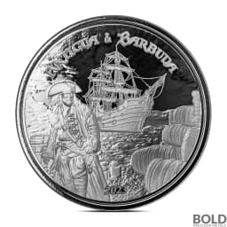 2023 1 oz Antigua & Barbuda Rum Runner Pirate Silver Coin (BU)