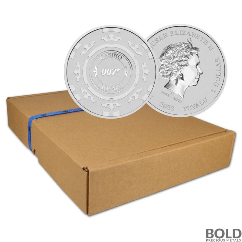 2023 1 oz James Bond Casino Royale Chip Silver Coin BU - Box of 100