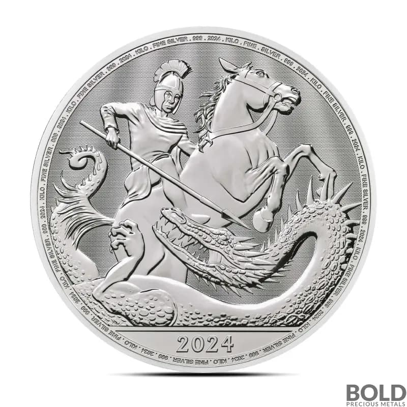 2024 1 Kilo British St George and the Dragon Silver Coin (BU)