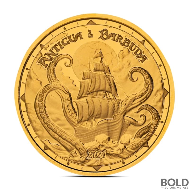 2024 1 oz Antigua & Barbuda Rum Runner & Kraken Gold Coin (BU)