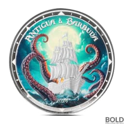 2024 1 oz Antigua & Barbuda Rum Runner & Kraken Silver Coin (BU, Colored)