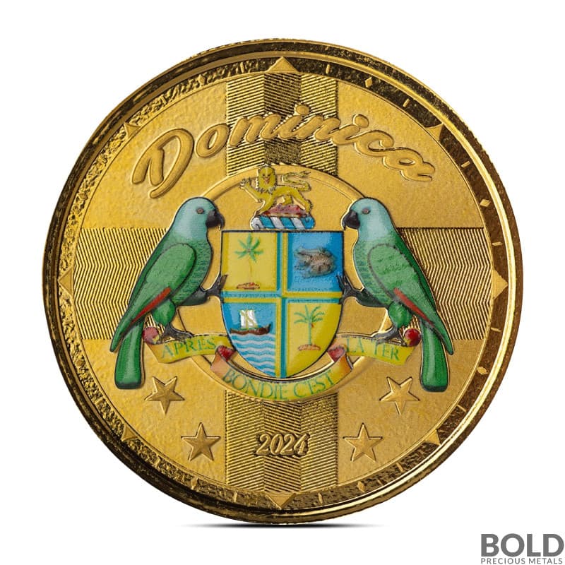 2024 1 oz EC8 Dominica Coat of Arms Gold Coin ( Colored)