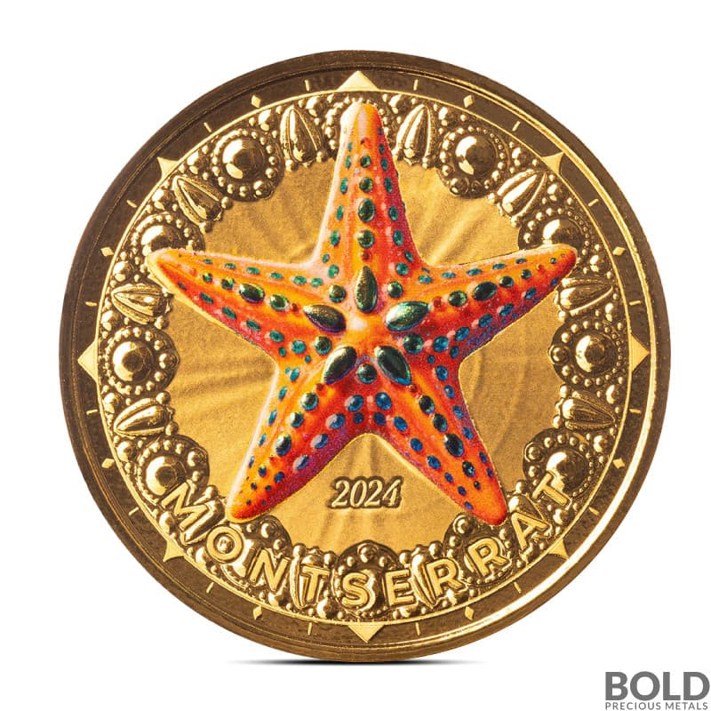 2024 1 oz EC8 Montserrat Starfish Gold Coin (Colored)