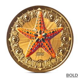 2024 1 oz EC8 Montserrat Starfish Gold Coin (Colored)