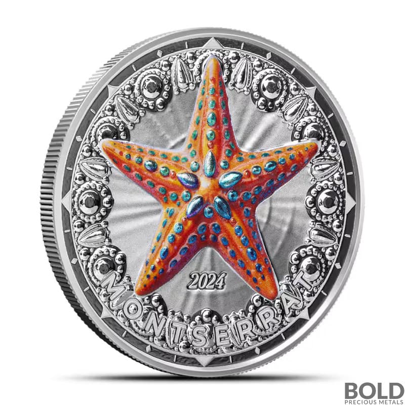 2024 1 oz EC8 Montserrat Starfish Silver Coin ( Colored)