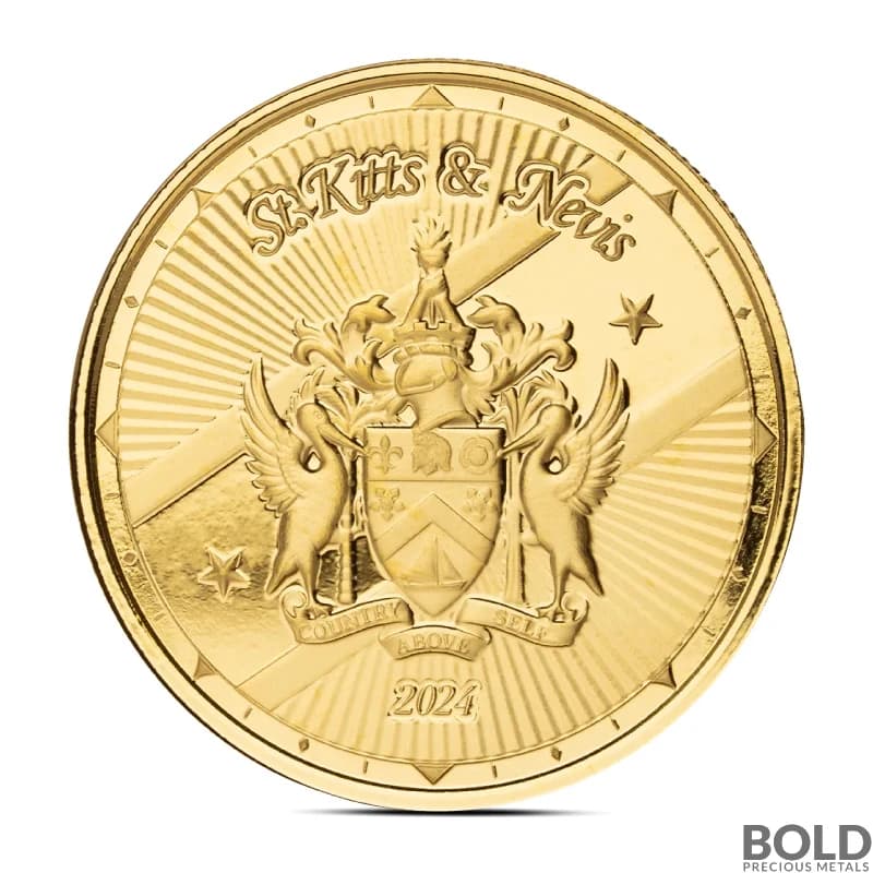 2024 1 oz EC8 St Kitts & Nevis Coat of Arms Gold Coin (BU)
