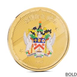 2024 1 oz EC8 St Kitts & Nevis Coat of Arms Gold Proof Coin (Colored)