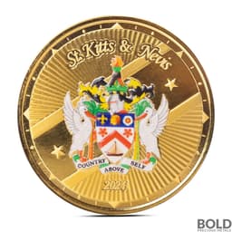 2024 1 oz EC8 St Kitts & Nevis Coat of Arms Gold Proof Coin (Colored)