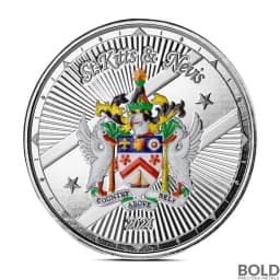2024 1 oz EC8 St Kitts & Nevis Coat of Arms Silver Proof Coin (Colored)