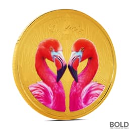 2024 1 oz EC8 St. Lucia Flamingos Gold Coin (Colored)
