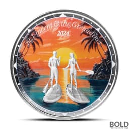 2024 1 oz EC8 St. Vincent & the Grenadines Paddleboard Couple Silver Coin (Colored)