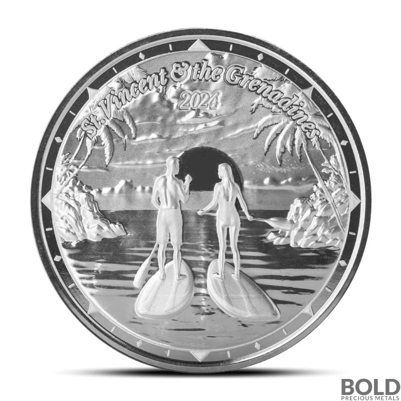 2024 1 oz EC8 St. Vincent & the Grenadines Paddleboard Couple Silver Coin