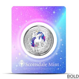 2024 1 oz Fiji Unicorn Azurea Silver Coin (Pink & Blue Color)