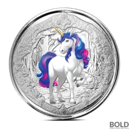2024 1 oz Fiji Unicorn Azurea Silver Coin (Pink & Blue Color)