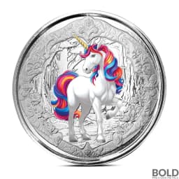2024 1 oz Fiji Unicorn Blossom Silver Coin (Rainbow Color)