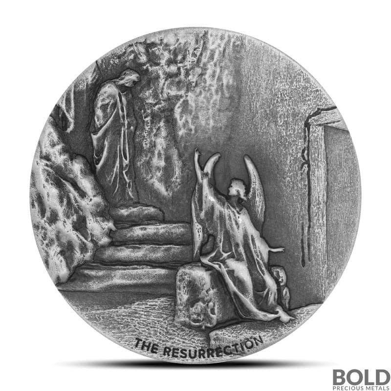2024 2 oz Biblical Series The Resurrection Antiqued Silver Coin