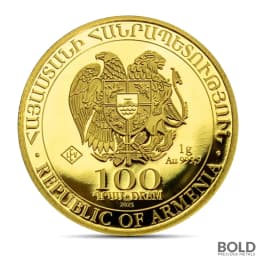 2025 1 Gram Armenia Noah's Ark Gold Coin (BU)