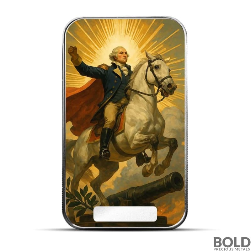 2025 1 oz Americana George Washington Riding into Freedom Colorized Silver Bar (Limited Edition)