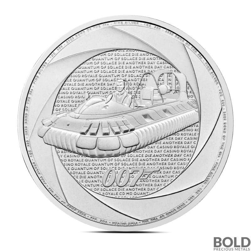 2025 1 oz British James Bond Of The 2000's Silver Coin (BU)