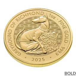 2025 1 oz British Tudor Beasts: Greyhound of Richmond Gold Coin (BU)