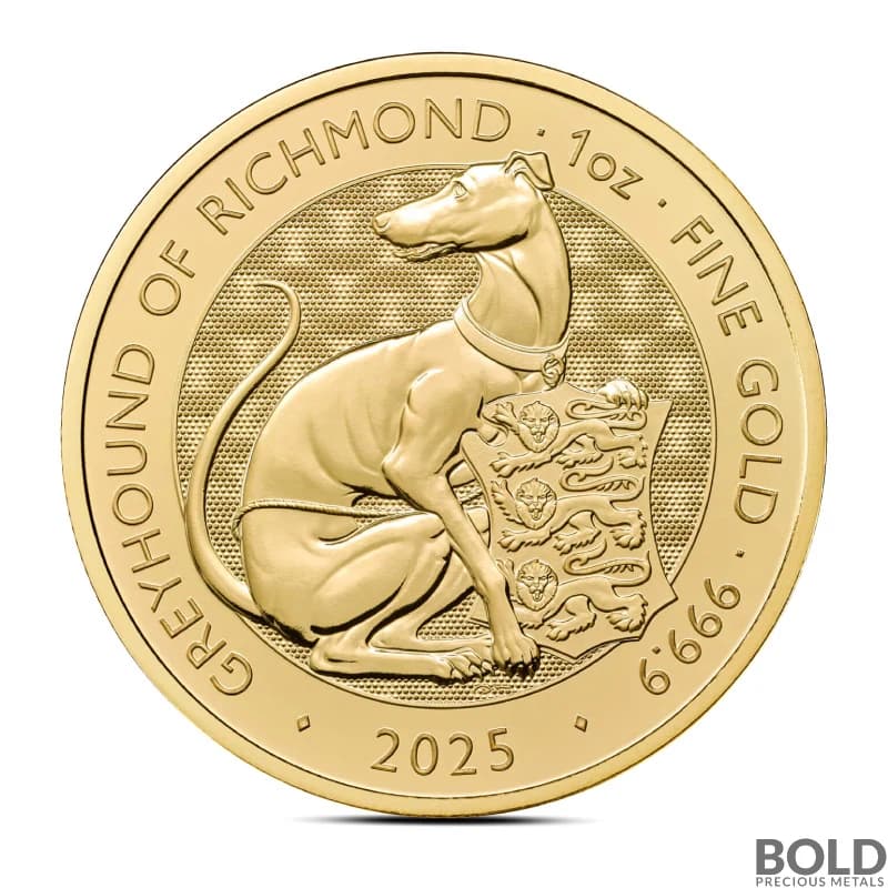 2025 1 oz British Tudor Beasts: Greyhound of Richmond Gold Coin (BU)