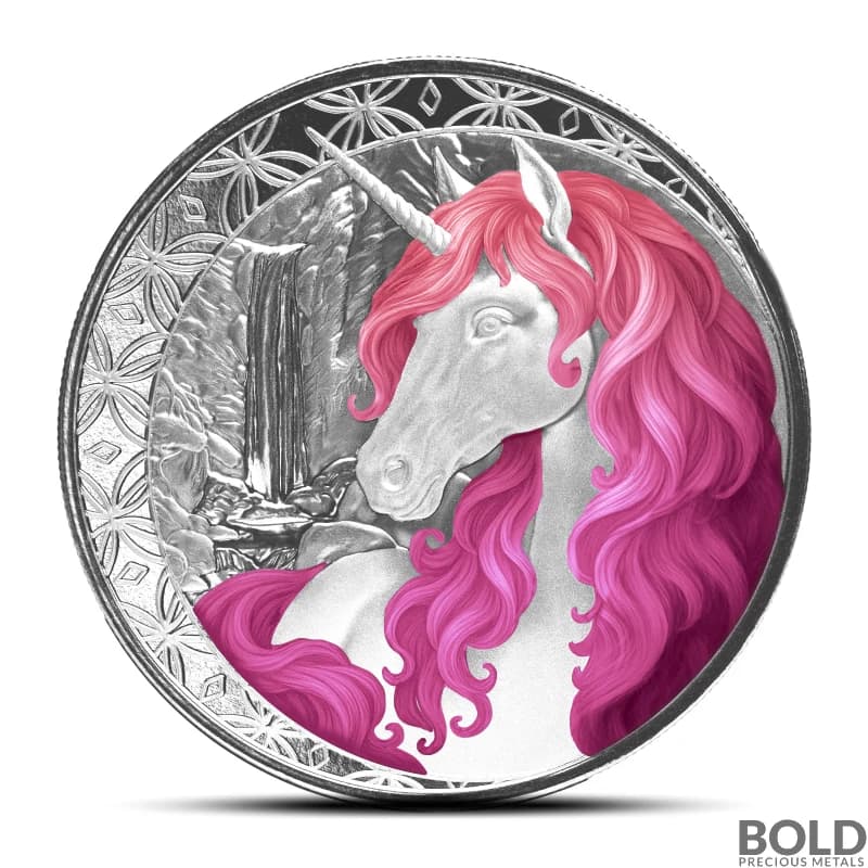 2025 1 oz Fiji Unicorn Roselle Silver Coin (Colored)