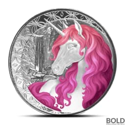 2025 1 oz Fiji Unicorn Roselle Silver Coin (Colored)