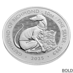 2025 10 oz British Tudor Beasts: Greyhound of Richmond Silver Coin (BU)