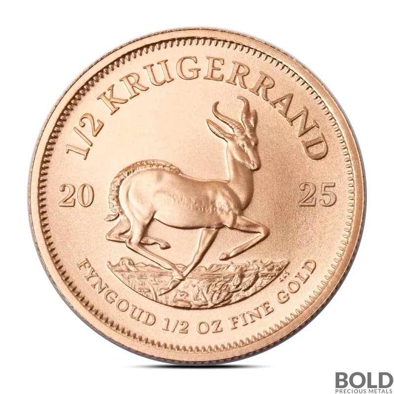 2025 1/2 oz South African Krugerrand Gold Coin (BU)