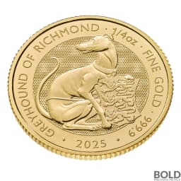 2025 1/4 oz British Tudor Beasts: Greyhound of Richmond Gold Coin (BU)