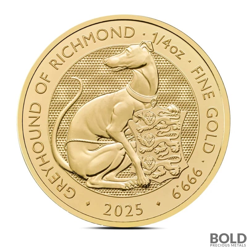 2025 1/4 oz British Tudor Beasts: Greyhound of Richmond Gold Coin (BU)