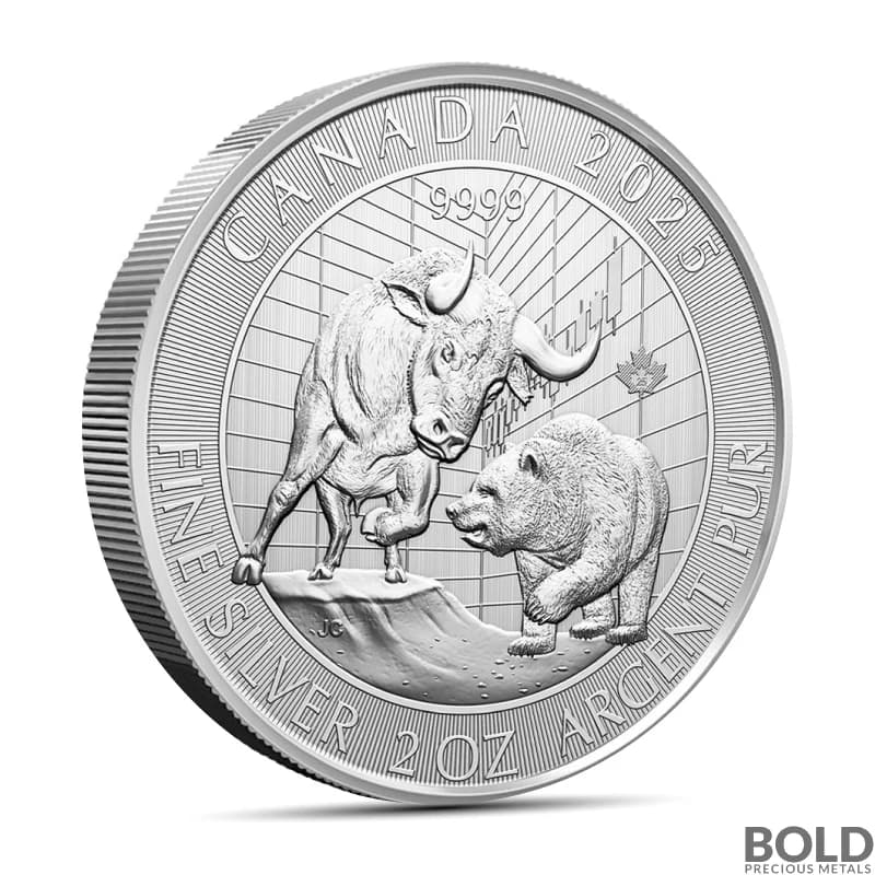 2025 2 oz Canadian Bull and Bear Silver Coin (BU)-Impaired