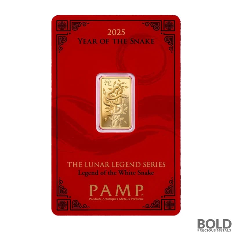 2025 5 Gram PAMP Lunar Snake Gold Bar