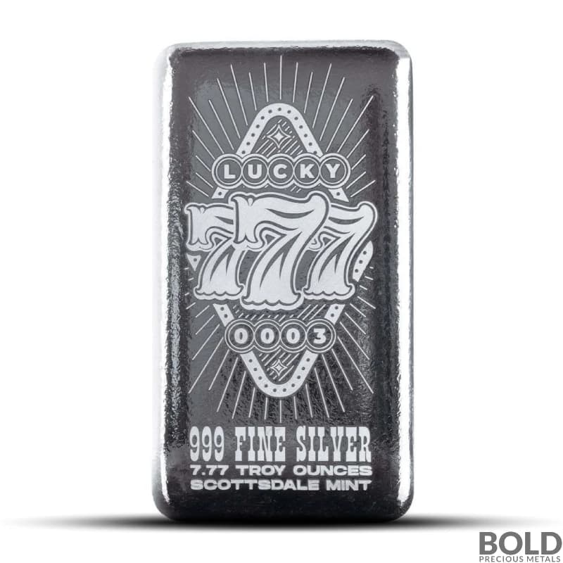 2025 7.77 oz Lucky Sevens Series Cast Silver Bar