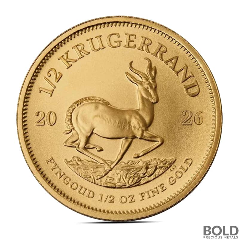 2026 1/2 oz South African Krugerrand Gold Coin (BU)