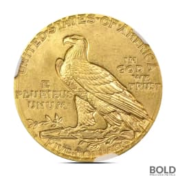 $5 Indian Gold Half Eagle Coin (MS64, Random)