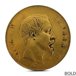 50 Franc French Napoleon III Gold Coin (1855-1868 Avg. Circ)