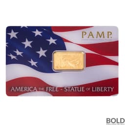 5 Gram PAMP Statue of Liberty Gold Bar