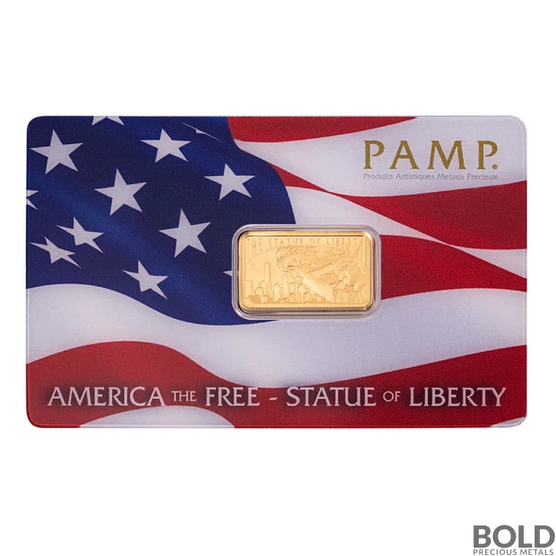 5 Gram PAMP Statue of Liberty Gold Bar