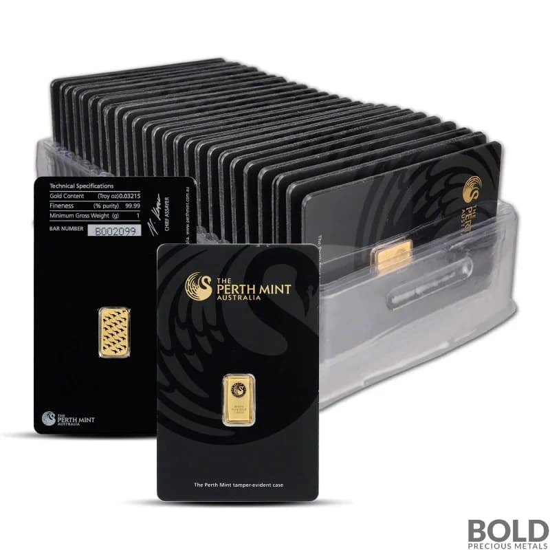 Box of 25 - 1 Gram Perth Mint Gold Bar