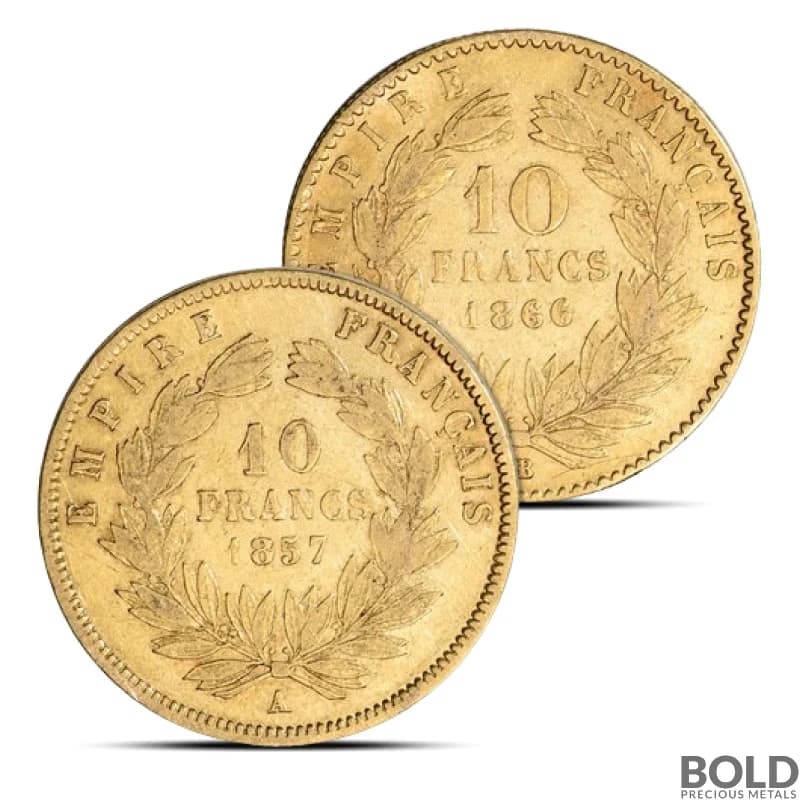 10 Franc French Napoleon III Gold Coin (Avg. Circ)