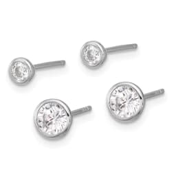 sterling-silver-rh-plated-cz-bezel-post-earrings-set