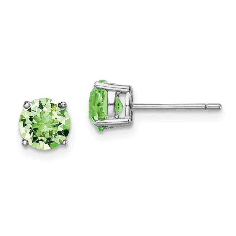 rhodium-plated-light-green-crystal-birthstone-earring-ss