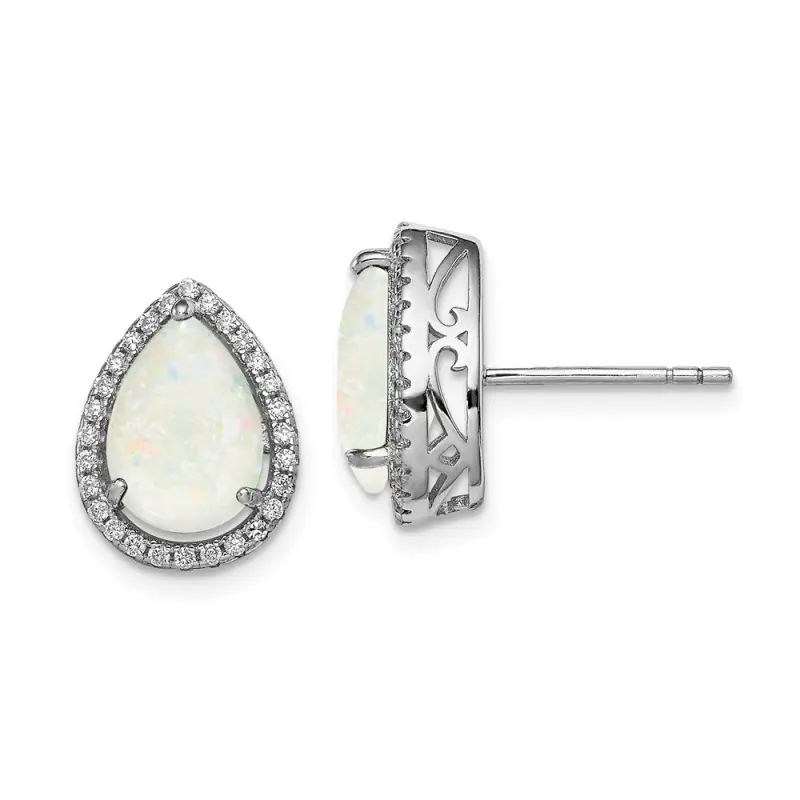 sterling-silver-rhodium-polished-simulated-opal-and-cz-post-earrings